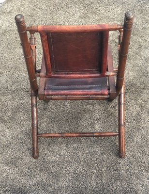 Vintage Folding Liner Armchair in Bamboo and Brass, 1930s-SSK-2034492