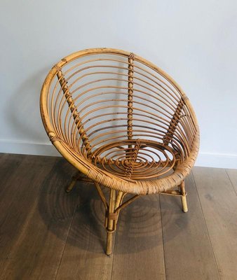 Vintage French Armchairs in Rattan, 1970s, Set of 2-BA-767514