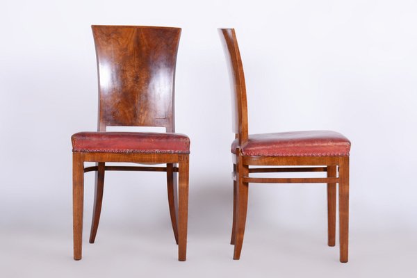 Vintage French Art Deco Chairs in Walnut, 1920s, Set of 6-WHY-1734335