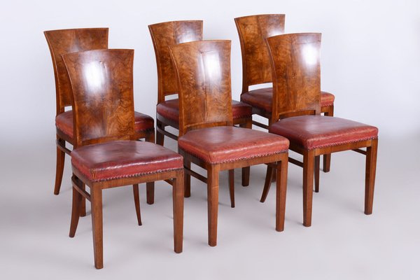 Vintage French Art Deco Chairs in Walnut, 1920s, Set of 6-WHY-1734335