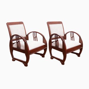 Vintage French Art Deco Wooden Armchairs, 1930s, Set of 2-XQB-1813433