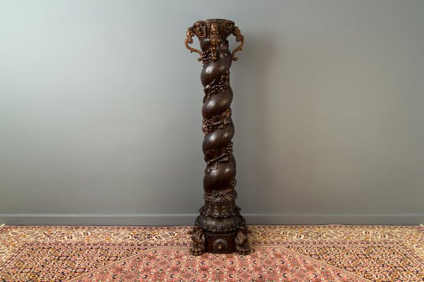 Vintage French Baroque Solomonic Column in Oakwood-KEG-1086713