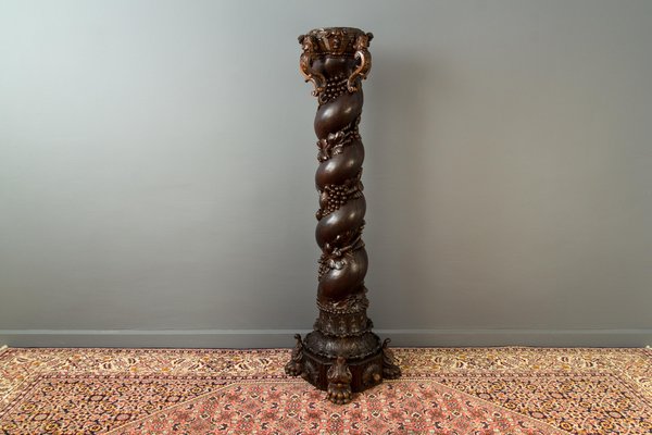 Vintage French Baroque Solomonic Column in Oakwood-KEG-1086713