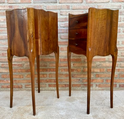 Vintage French Bedside Tables in Walnut and Iron Hardware, 1930, Set of 2-NOU-1374994