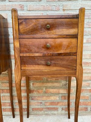 Vintage French Bedside Tables in Walnut and Iron Hardware, 1930, Set of 2-NOU-1374994