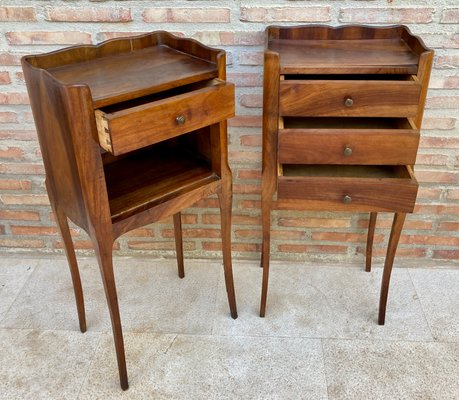 Vintage French Bedside Tables in Walnut and Iron Hardware, 1930, Set of 2-NOU-1374994