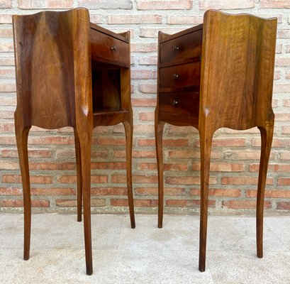 Vintage French Bedside Tables in Walnut and Iron Hardware, 1930, Set of 2-NOU-1374994