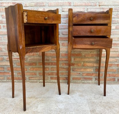 Vintage French Bedside Tables in Walnut and Iron Hardware, 1930, Set of 2-NOU-1374994