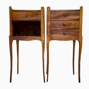 Vintage French Bedside Tables in Walnut and Iron Hardware, 1930, Set of 2-NOU-1374994