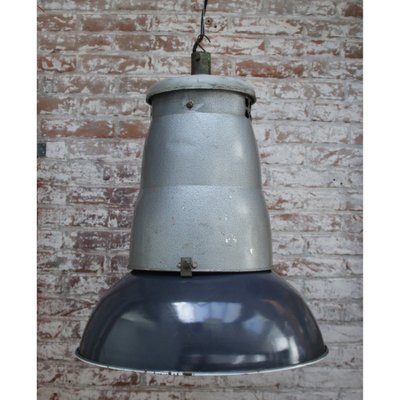 Vintage French Blue Enamel Industrial Pendant Lights from Mazda-BLS-1332308