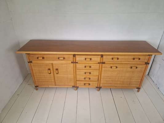 Vintage French Bohemian Style Rattan Sideboard, 1970s-DGW-2032307