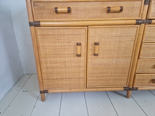 Vintage French Bohemian Style Rattan Sideboard, 1970s-DGW-2032307