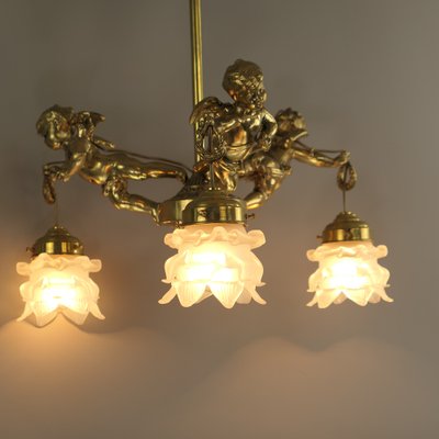 Vintage French Brass Chandelier, 1910s-KDB-1796633