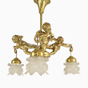 Vintage French Brass Chandelier, 1910s-KDB-1796633