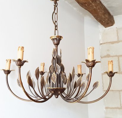 Vintage French Brass Chandelier, 1970s-CGX-554363