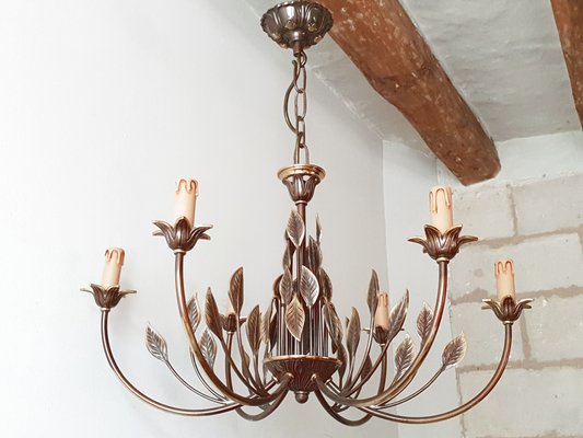 Vintage French Brass Chandelier, 1970s-CGX-554363