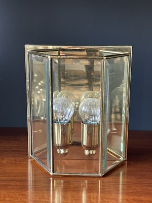 Vintage French Brass & Glass Sconces, 1980s, Set of 2-OTV-862398