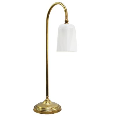 Vintage French Brass & Opaline Glass Table Lamp, 1950s-BLS-1705712