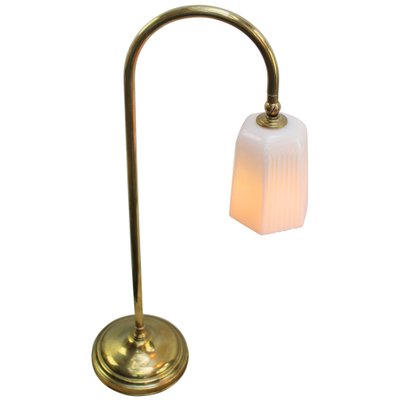 Vintage French Brass & Opaline Glass Table Lamp, 1950s-BLS-1705712