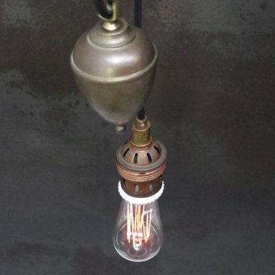 Vintage French Brass Pulley Pendant Lamp-BLS-2016380