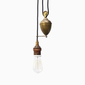 Vintage French Brass Pulley Pendant Lamp-BLS-2016380