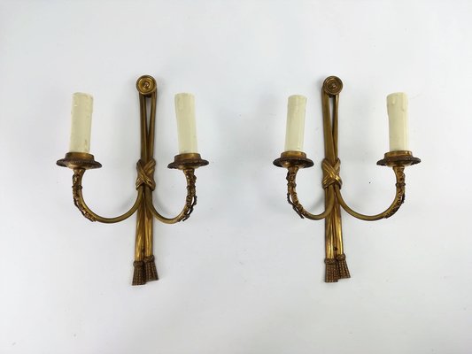 Vintage French Brass Wall Light with Candles, Set of 2-KDB-1304369