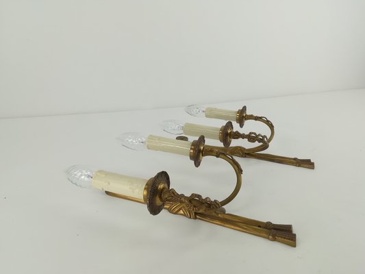 Vintage French Brass Wall Light with Candles, Set of 2-KDB-1304369