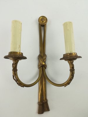 Vintage French Brass Wall Light with Candles, Set of 2-KDB-1304369