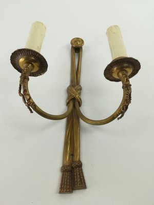 Vintage French Brass Wall Light with Candles, Set of 2-KDB-1304369