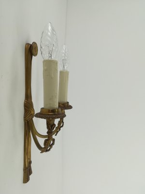 Vintage French Brass Wall Light with Candles, Set of 2-KDB-1304369