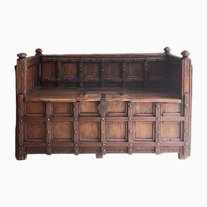 Vintage French Brown Bench-IZA-1744948