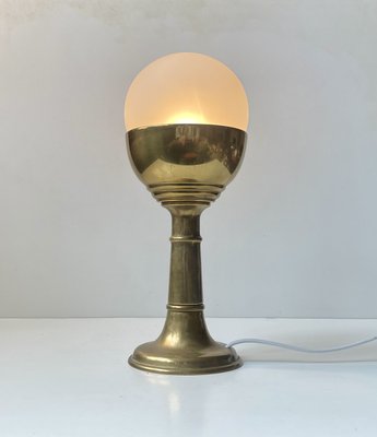 Vintage French Cocktail Table Lamp in Brass & Frosted Glass-LCR-2021953