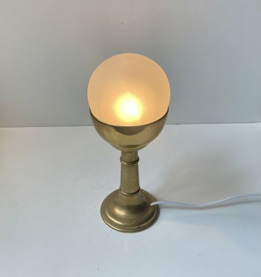 Vintage French Cocktail Table Lamp in Brass & Frosted Glass-LCR-2021953