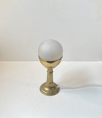 Vintage French Cocktail Table Lamp in Brass & Frosted Glass-LCR-2021953