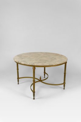 Vintage French Coffee Table in Brass and Marble from Maison Jansen, 1960-XNH-1804561