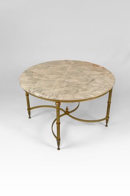 Vintage French Coffee Table in Brass and Marble from Maison Jansen, 1960-XNH-1804561