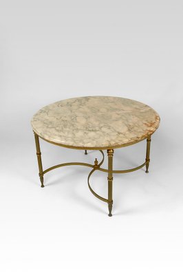 Vintage French Coffee Table in Brass and Marble from Maison Jansen, 1960-XNH-1804561