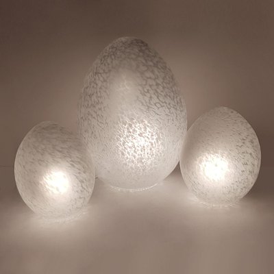 Vintage French Egg Table Lamps from Verrerie de Vianne, 1980s, Set of 3-NUX-688958