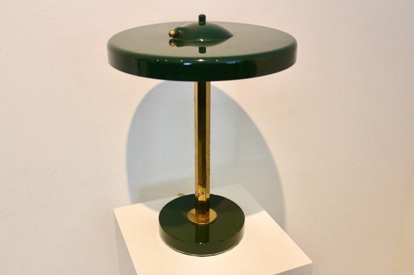 Vintage French Green and Brass Table Lamp, 1970s-MO-1795069