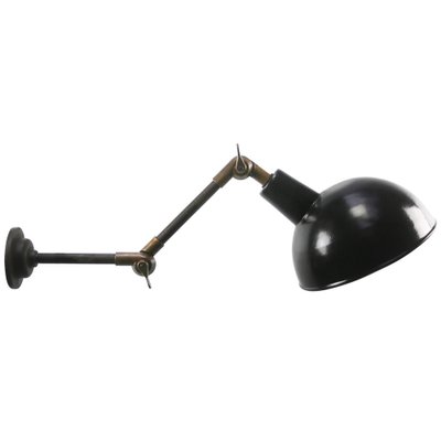 Vintage French Industrial Black 2-Arm Metal & Brass Wall Light-BLS-1764804