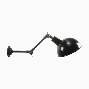 Vintage French Industrial Black 2-Arm Metal & Brass Wall Light-BLS-1764804