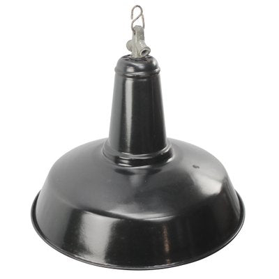 Vintage French Industrial Black Enamel Pendant Lamp-BLS-1743118