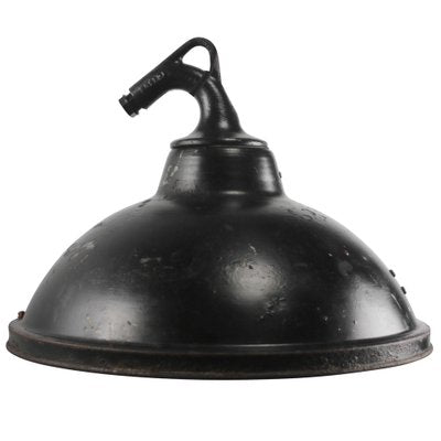 Vintage French Industrial Black Metal & Cast Iron Pendant Light-BLS-1791852