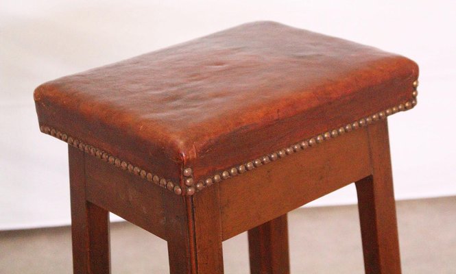 Vintage French Leather Stool-RIU-589424