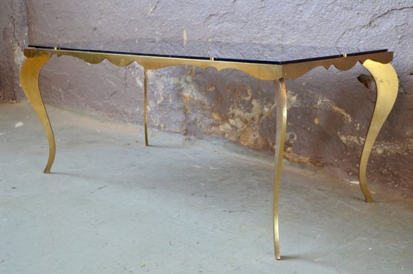 Vintage French Neo-Louis XVI Black Glass Coffee Table, 1960s-AIU-782524