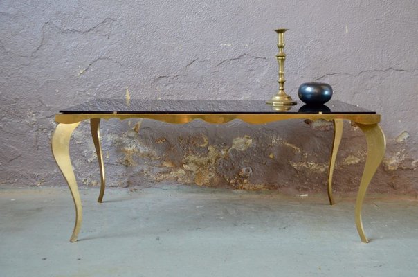 Vintage French Neo-Louis XVI Black Glass Coffee Table, 1960s-AIU-782524