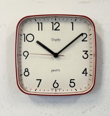 Vintage French Red Bakelite Wall Clock from Trophy, 1990s-CGF-1767500