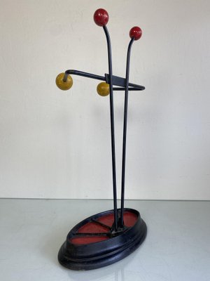 Vintage French Roger Feraud Style Umbrella Stand in Cast Iron and Wood-WZZ-1261725