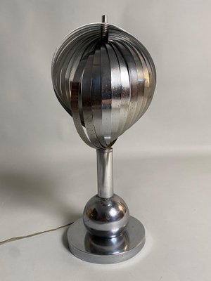 Vintage French Sculptural Table Lamp in Aluminium by Henri Mathieu, 1970s-KKZ-1814271