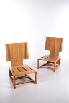 Vintage French Set of Oak Designer Chairs, 1970s, Set of 2-EZZ-1336509